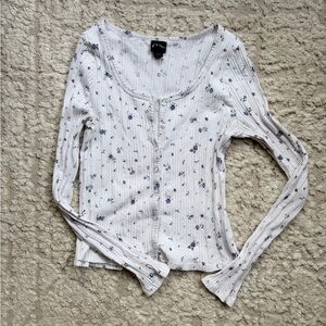 Art Class Blue Floral Button-Down Shirt L(10-12)